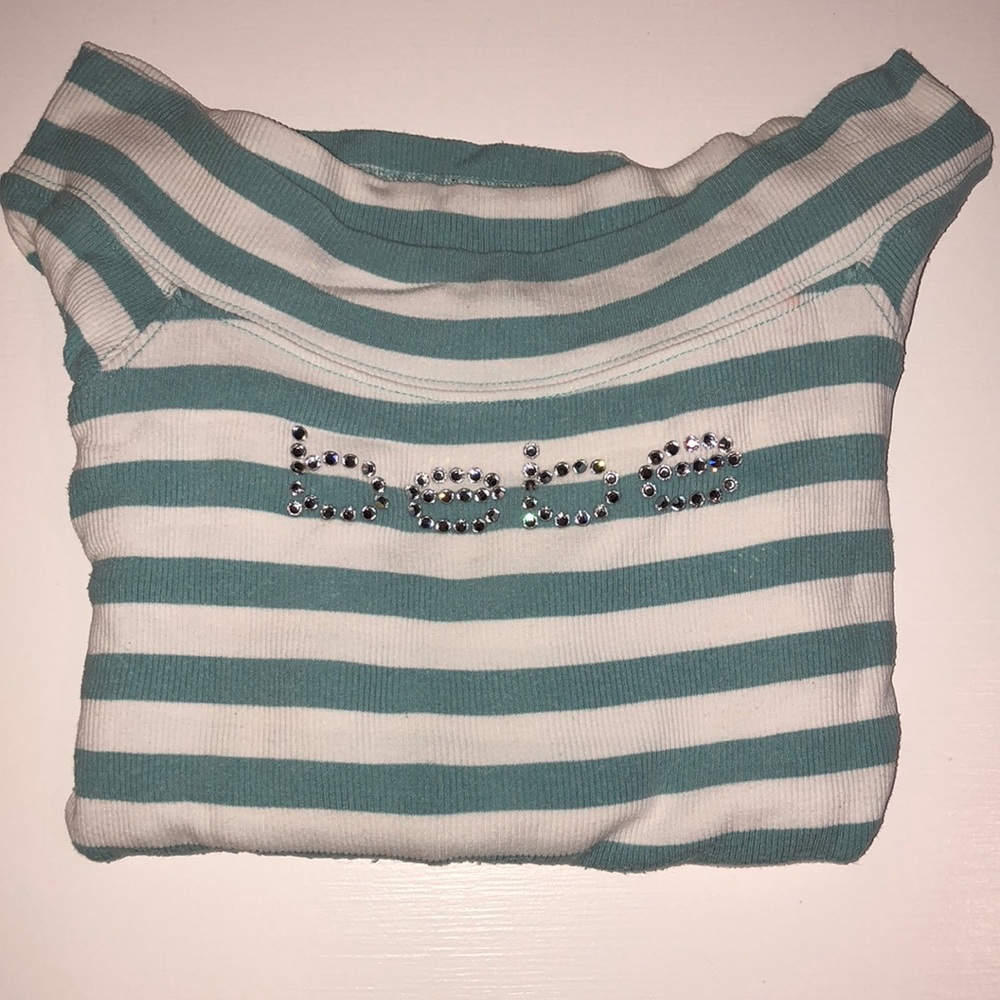 Blue and white striped top
